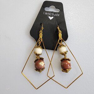 Gold Tone Dangled Beaded Earrings